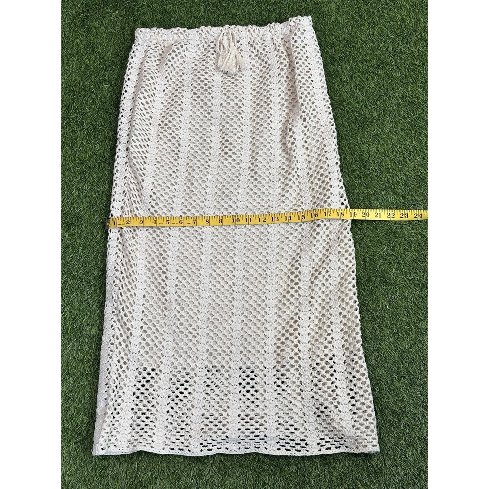 Lucy‎ Paris Crochet Knit Skirt Women Large Tan Beach - Picture 10 of 15